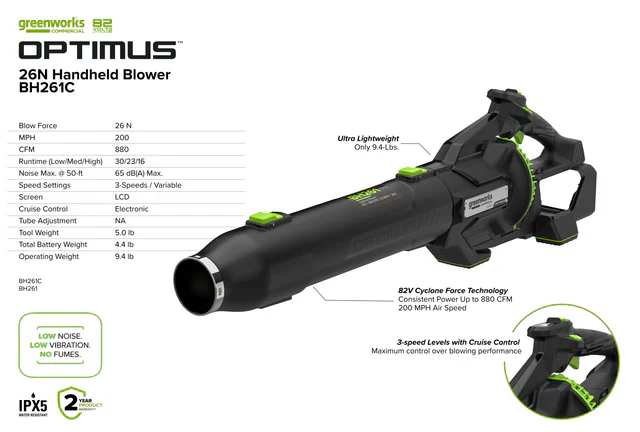 Greenworks Optimus 82V 26N Handheld Blower (BH261C) - Image 3