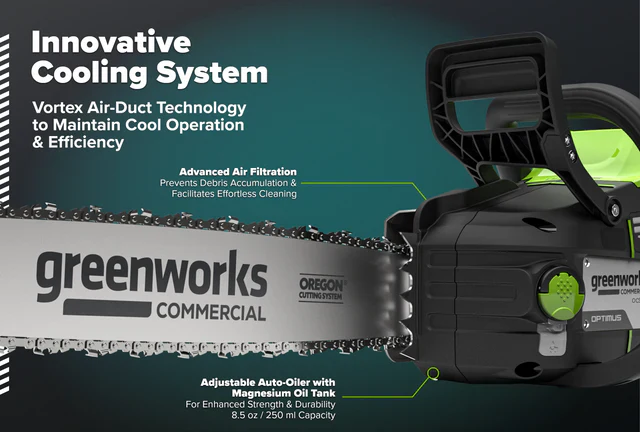 Greenworks 82V OPTIMUS 3.0 kW 18" Chainsaw Kit with CORE400 Battery & DP Charger (OCS500-C4DP-18) - Image 5