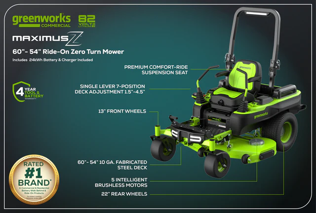 Greenworks 82V 54" Optimus 3 Zero-Turn Mower (MZ548 / OZ354) - Image 9