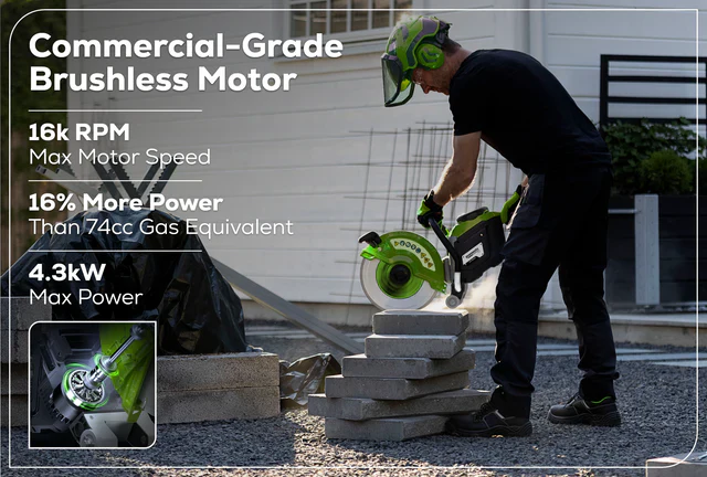 Greenworks 82V Optimus 14” Power Cutter w/ 7.2 Ah Battery & Dual Port Charger (PC141-C5DP) - Image 3