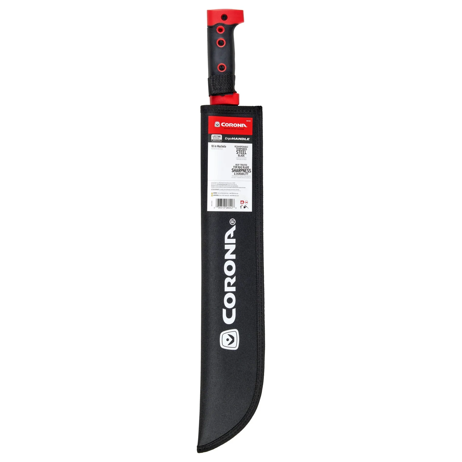 Corona® ERGOHANDLE MACHETE, 18 IN. WITH NYLON SHEATH (MA13161)